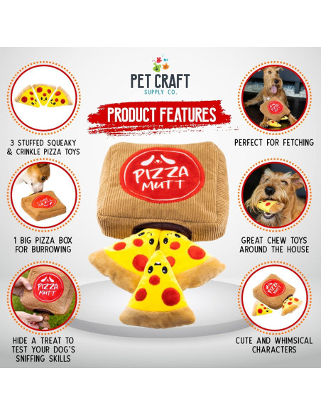 Juguete de Peluche Interactivo Pet Craft Supply Pizza Mutt