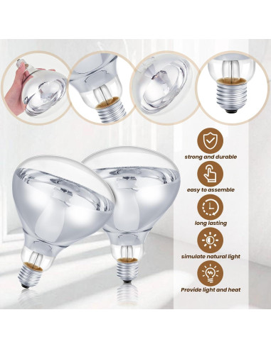 6 Bombillas de Calor Infrarrojas E26 175W Tujoe para Mascotas