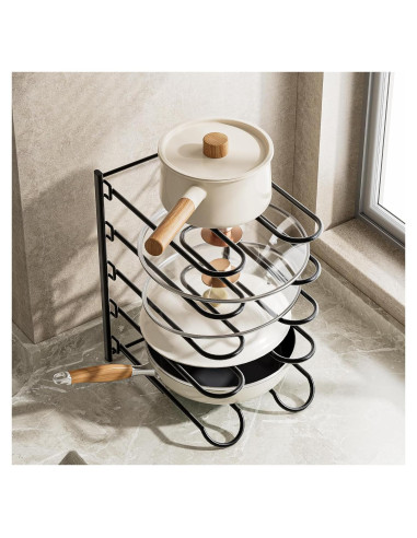Organizador de Ollas y Sartenes JAQ Negro, Altura Ajustable 33.5 cm
