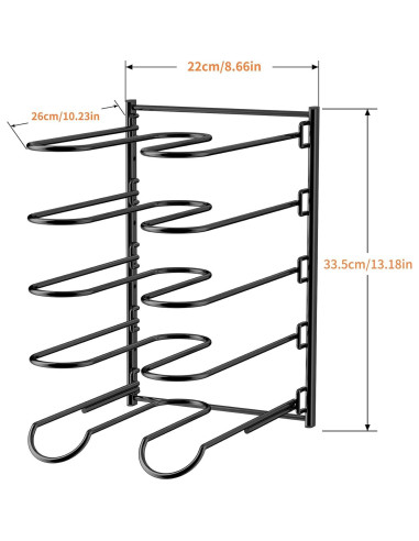 Organizador de Ollas y Sartenes JAQ Negro, Altura Ajustable 33.5 cm