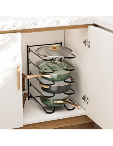 Organizador de Ollas y Sartenes JAQ Negro, Altura Ajustable 33.5 cm