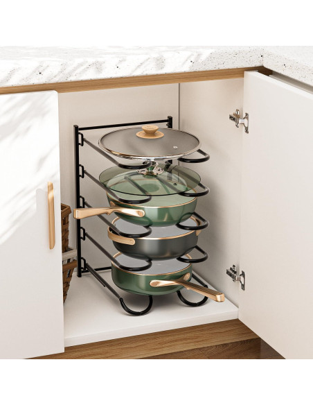 Organizador de Ollas y Sartenes JAQ Negro, Altura Ajustable 33.5 cm