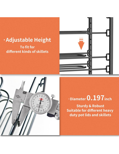 Organizador de Ollas y Sartenes JAQ Negro, Altura Ajustable 33.5 cm