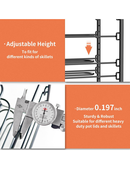 Organizador de Ollas y Sartenes JAQ Negro, Altura Ajustable 33.5 cm