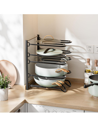 Organizador de Ollas y Sartenes JAQ Negro, Altura Ajustable 33.5 cm
