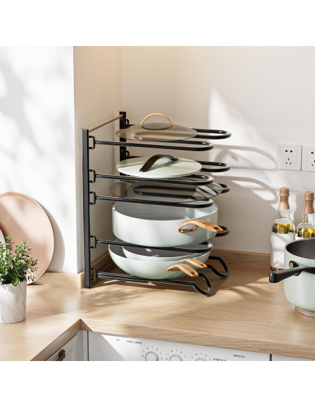 Organizador de Ollas y Sartenes JAQ Negro, Altura Ajustable 33.5 cm
