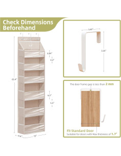 Organizador de Puerta Beige STORAGEIDEAS con 6 Bolsillos Grandes 2