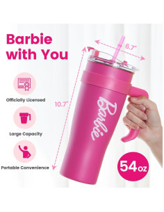Taza de Acero Inoxidable MINISO Barbie 1600 mL Rosa 2