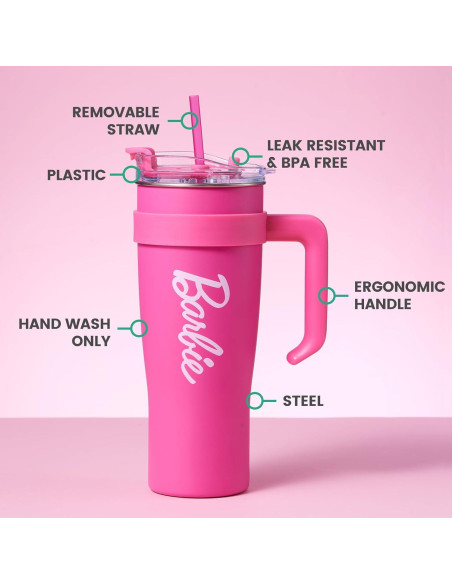 Taza de Acero Inoxidable MINISO Barbie 1600 mL Rosa