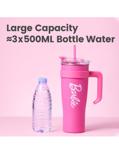 Taza de Acero Inoxidable MINISO Barbie 1600 mL Rosa