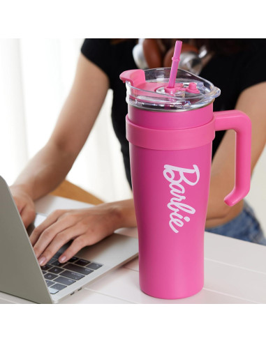 Taza de Acero Inoxidable MINISO Barbie 1600 mL Rosa