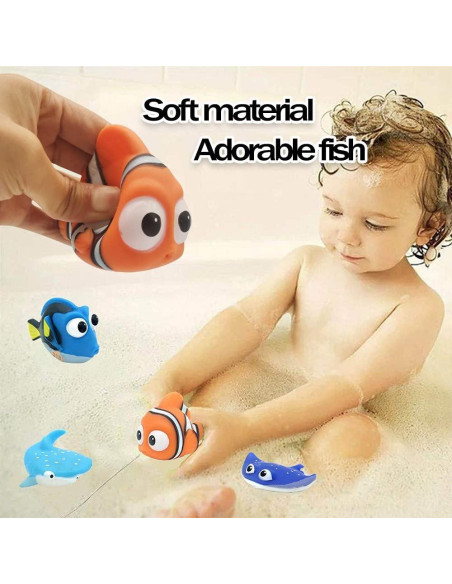 Juguetes de Baño para Bebés MIWEN - 4 Piezas en Forma de Pez