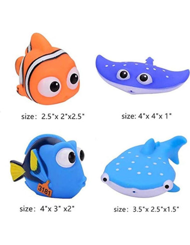 Juguetes de Baño para Bebés MIWEN - 4 Piezas en Forma de Pez