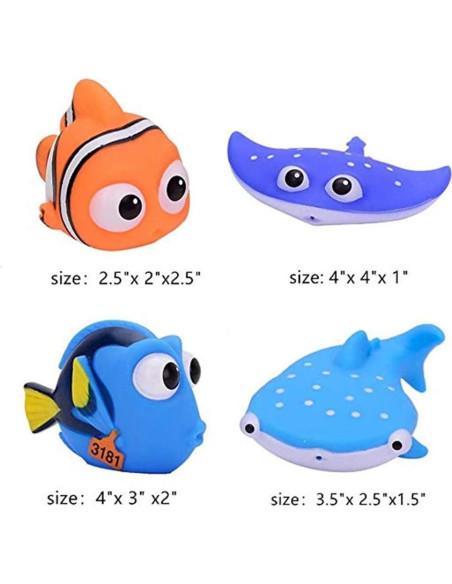 Juguetes de Baño para Bebés MIWEN - 4 Piezas en Forma de Pez