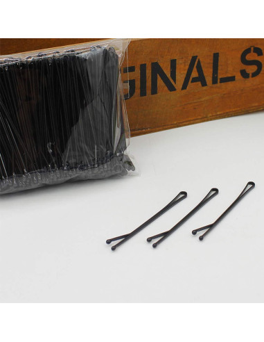 200 Pasadores de Pelo Planos RN BEAUTY 5.6cm Acero Inoxidable Negro