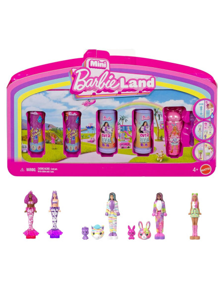 Paquete de 5 Muñecas Mini Barbie Land - Revelación Sorpresa