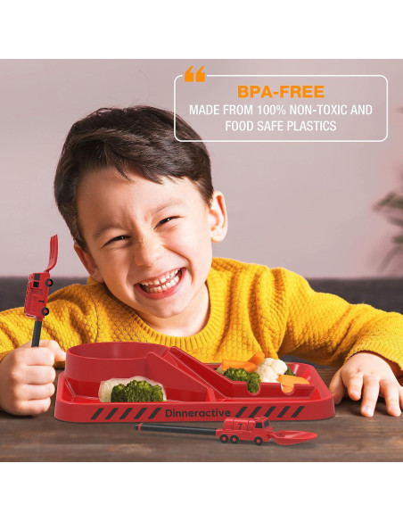 Juego de Utensilios para Niños Dinneractive - Bombero Rojo - 2 Piezas