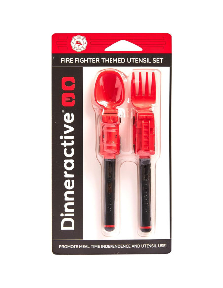 Juego de Utensilios para Niños Dinneractive - Bombero Rojo - 2 Piezas