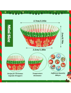 AUGSUN Mini Forros para Cupcakes Navideños 800 Piezas Multicolor 2