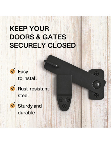 Cierre de Puerta de Granero Nordstrand - Pestillo Flip Negro 4mm