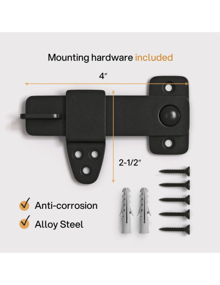 Cierre de Puerta de Granero Nordstrand - Pestillo Flip Negro 4mm