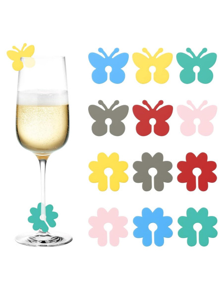 Marcadores de Copas de Vino PENTA ANGEL 12 Pcs Silicona Coloridos