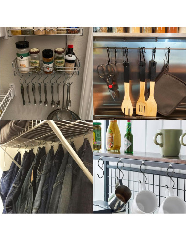 Paquete de 12 Ganchos en S Newlia con Hebilla de Seguridad 8.9 cm