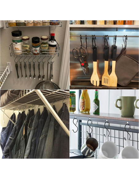 Paquete de 12 Ganchos en S Newlia con Hebilla de Seguridad 8.9 cm