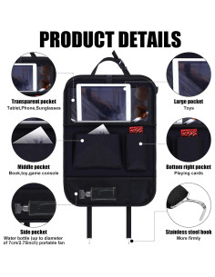 Organizador de Asiento Trasero Datanly con Bandeja Plegable 2 Pcs 2