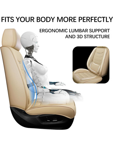 Cubiertas de Asiento de Coche WENNFOUR Juego Completo 5 Asientos Beige