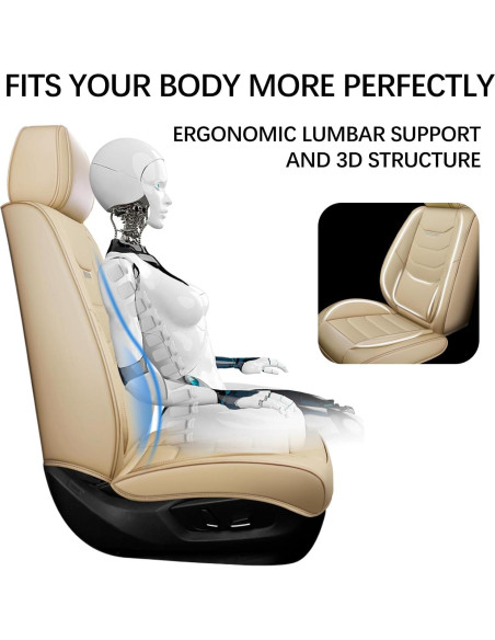 Cubiertas de Asiento de Coche WENNFOUR Juego Completo 5 Asientos Beige