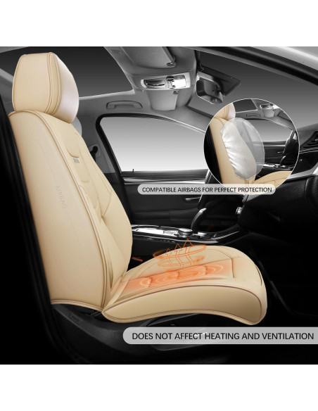 Cubiertas de Asiento de Coche WENNFOUR Juego Completo 5 Asientos Beige