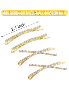 12 Horquillas de Pelo Brillantes WILLBOND Dorado 13.5 cm 2
