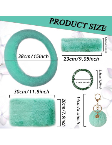 Set 8 Piezas Funda de Volante Esponjosa ZXGHIJJ Verde Menta