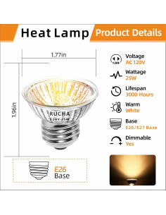 Lámpara Térmica Regulable 25W RUCHA para Reptiles E26/E27 2