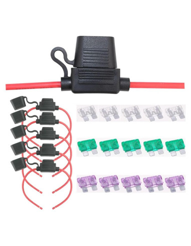 5 Soportes de Fusible 10 AWG Garfour a Prueba de Agua 30 cm