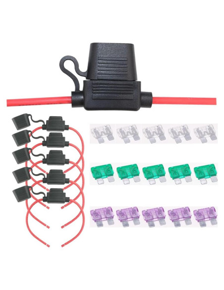 5 Soportes de Fusible 10 AWG Garfour a Prueba de Agua 30 cm