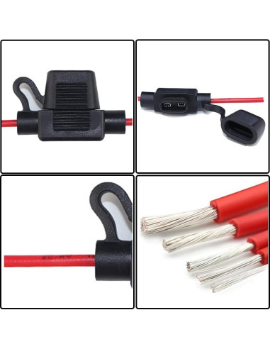 5 Soportes de Fusible 10 AWG Garfour a Prueba de Agua 30 cm