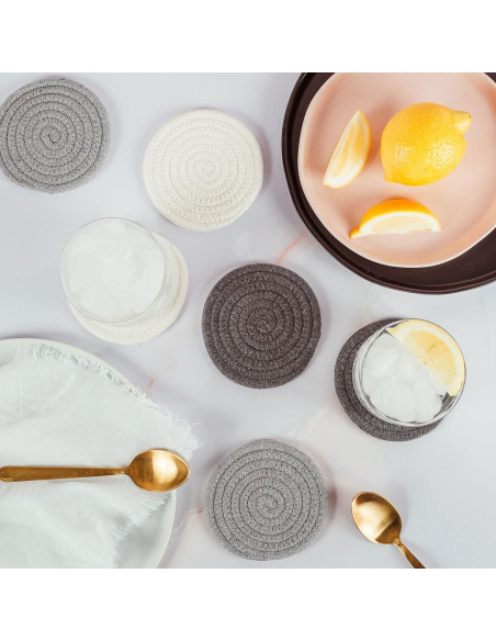 Set de 6 Posavasos Tejidos OrganiHaus Grises 10.9 cm Absorbentes