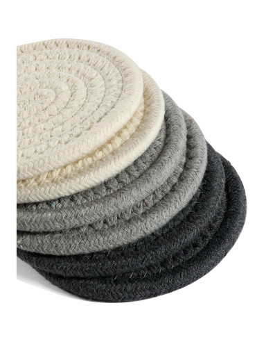 Set de 6 Posavasos Tejidos OrganiHaus Grises 10.9 cm Absorbentes