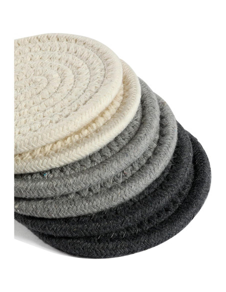Set de 6 Posavasos Tejidos OrganiHaus Grises 10.9 cm Absorbentes