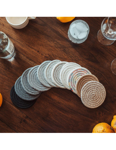 Set de 6 Posavasos Tejidos OrganiHaus Grises 10.9 cm Absorbentes