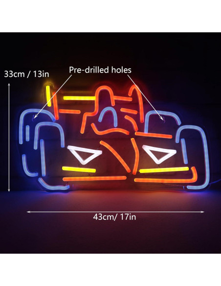 Luz de Neón LED de Coche de Carreras Pinlangdou 43x33 cm