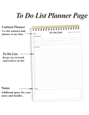 Bloc de Notas de Lista de Tareas Yaridar A5 - Paquete de 5, 500 Páginas