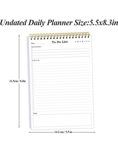 Bloc de Notas de Lista de Tareas Yaridar A5 - Paquete de 5, 500 Páginas