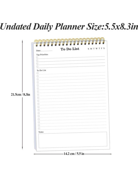 Bloc de Notas de Lista de Tareas Yaridar A5 - Paquete de 5, 500 Páginas