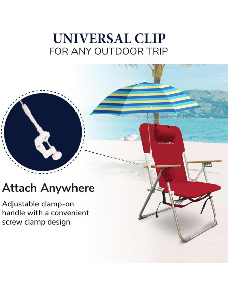 Sombrilla de Playa Caribbean Joe Ajustable UV 121.92 cm Rayas Negras