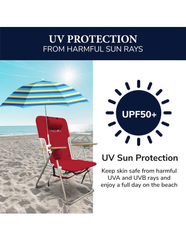 Sombrilla de Playa Caribbean Joe Ajustable UV 121.92 cm Rayas Negras