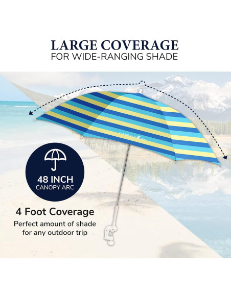 Sombrilla de Playa Caribbean Joe Ajustable UV 121.92 cm Rayas Negras