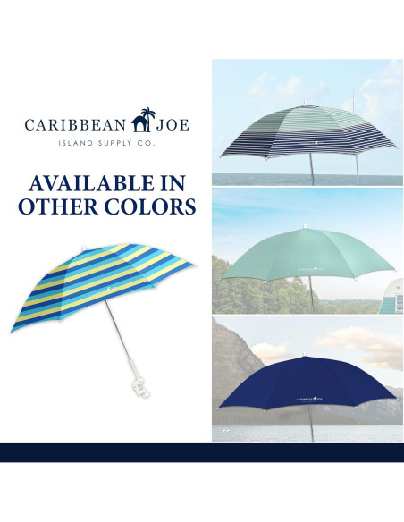 Sombrilla de Playa Caribbean Joe Ajustable UV 121.92 cm Rayas Negras